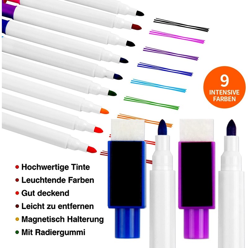 VEYLIN Whiteboard Markers/ Pen and Eraser set for Kids, 9