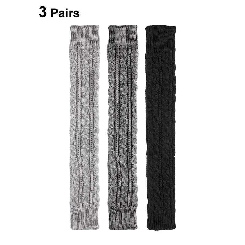 Bememo 3 Pairs Arm Warmers Long Fingerless Gloves Knit Wrist