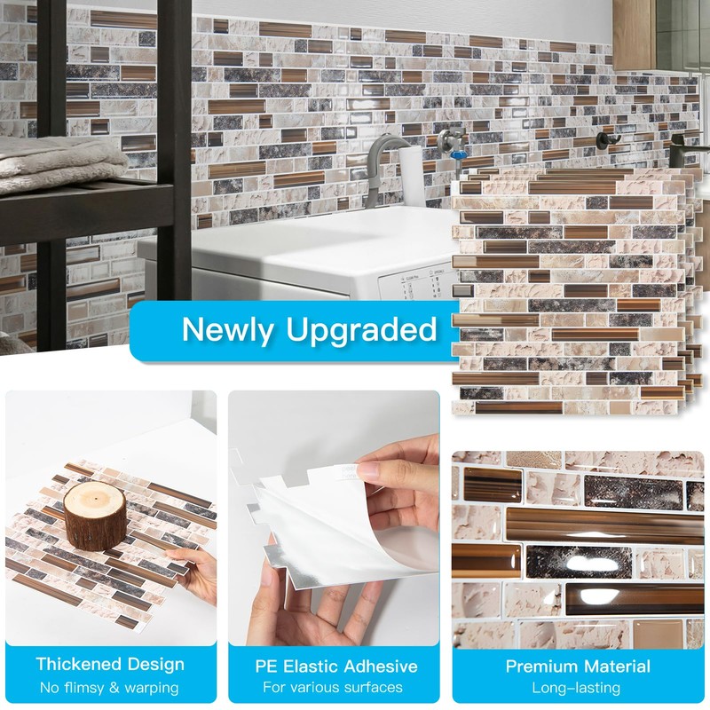 Art3d 10-Sheet Heavy-Duty Peel and Stick Backsplash, Waterproof Wall Tiles