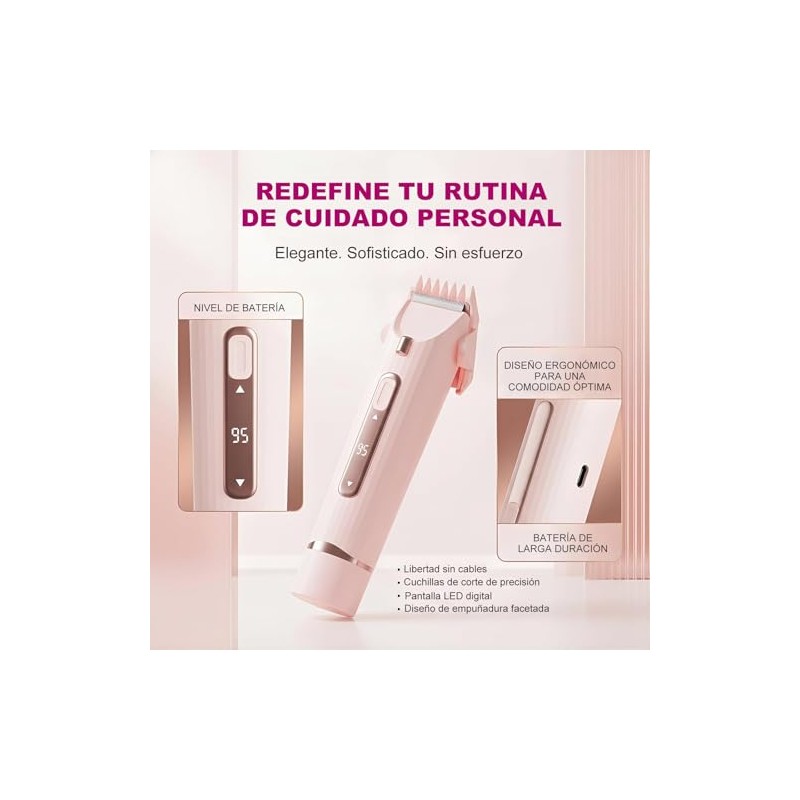 2 En 1 Depiladora Mujer Eléctrica con Luz LED Portátil