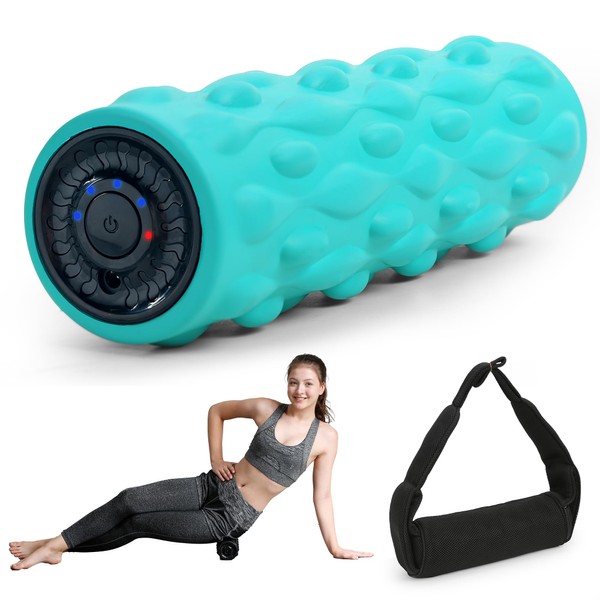 High-Density Vibrating Foam Roller Blue with 4 Customizable Speeds for