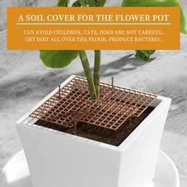 Hoypeyfiy Flower Pot Protector, Set of 3, Flower Pot Grid, Flower Pot Floor Protection, Flower Pot Cover Protector for Animals, Cat, Grave Stopper, Square Side Length 30 cm, Brown