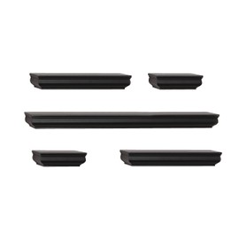 Melannco Floating Molding Shelves for Bedroom, Living Room, Bathroom, Kitchen, Nursery, Set of 5, Black