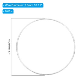 PATIKIL 4.7 Inch Dream Catcher Rings, 20 Pcs Metal Macrame Wreath Floral Round Ring Hoop for Christmas Decor Home Car DIY Craft Wedding Wall Hanging Decorations, Silver