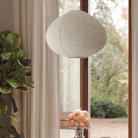 Hanging Lamp Shade Oval Paper Lanterns Replacement Linen 15 Inch