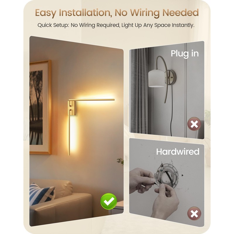 GOEBLESON 38.6" Wireless Battery Operated Wall Sconces Set of Two,Rechargeable