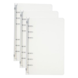 PATIKIL A6 Binder Cover Set of 3 PP Material 6 Rings Loose Leaf Binder Protector Round Ring Binder Cover Refillable Notebook Thick Frosted Meeting Notebook Folder Transparent
