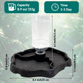 9oz Reptile Water Bottle, Turtle Food and Water Bowl Automatic Feeders Waterer Tortoise Dispenser Bottle Feeding Dish for Lizard Chameleon