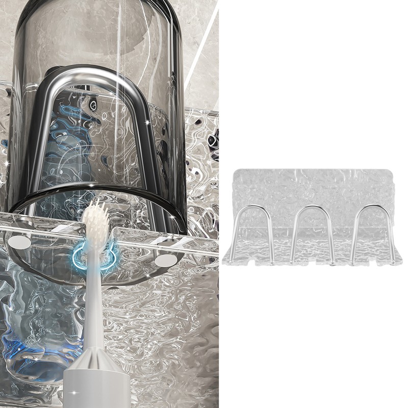 Water Ripple Toothbrush Holder Acrylic Punch Free Wall Mount Toothbrush