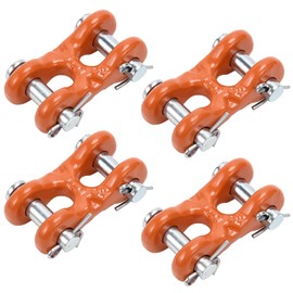 Leero 4 Pack 5/16" Double Clevis Link, G70 Chain Repair Links with 3,900 LBS Working Load Limit, Twin Clevis Link for Trucks, Trailers, Warehouses and Seaports