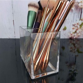 eKsdf Acrylic Pen Holder Brush Holder Makeup Box Makeup Holder with 2 Compartments Cosmetic Brush Storage Transparent Pen Cup for Bathroom Dressing Table Office Home (1)