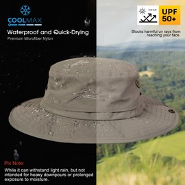 TOP-EX UPF 50 Mens Sun Hat with Neck Protection Wide Brim Summer UV Protection Hiking Safari Hat Waterproof Fishing Boonie Hats Breathable Womens Sunhat for Outdoor Walking Gardening Grey M/L