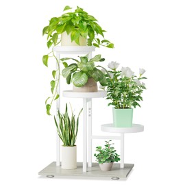 iDavosic.ly 3 Tier Plant Stand Indoor, Corner Tiered Plant Stands for Multiple Plants Outdoor, Metal Tall Plant Display Holder Shelf Flower Rack for Patio Porch Garden Balcony Bedroom, White