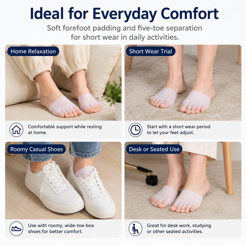 Silicone Toe Separator Forefoot Pad for Daily Comfort – Five-Hole