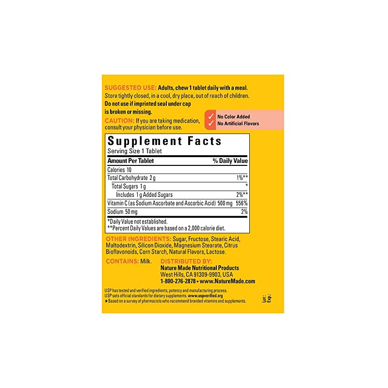 Nature Made Chewable Vitamin C 500 mg, Dietary Supplement for