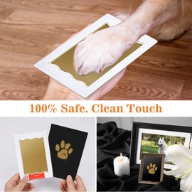 Nabance Inkless Hand & Footprint Kit 2 Gold Print Pads 2 Silver Print Pads 8 Imprint Cards Dog Paw Print Kit Baby Imprint Kits Safe Non-Toxic Pet Paw Stamp Pads Pawprint Keepsake Kit