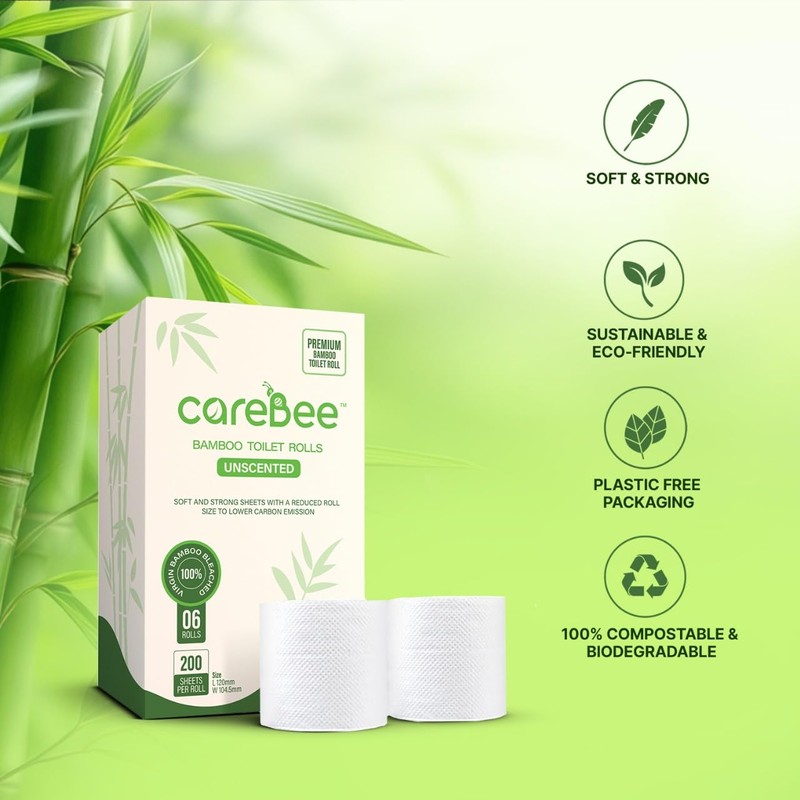 careBee Bamboo Toilet Rolls | Unscented | 3-Ply | 100%