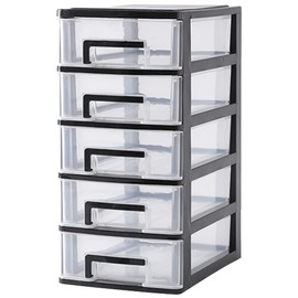 Angoily 5 Tier Plastic Drawer Type Closet, Plastic Home Office Storage Organizer, Makeup Organizer Storage Station Cube, Cosmetics Jewelry Storage Box for Bathroom, Dorm, Desk, Countertop, Office
