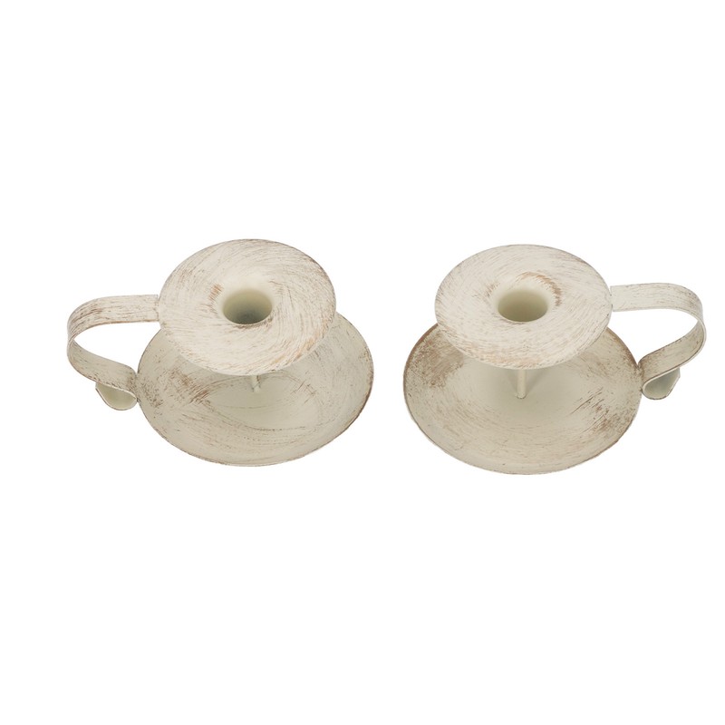 2pcs Taper Candle Holders Simple Antique Finish Iron Candle Holder