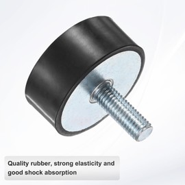 M METERXITY 4-Pack Rubber Mounts D50mmxH20mm Male Vibration Isolators Cylindrical Shock Absorber M10 x 27mm Double Studs for Air Compressor/Car/Pump/Boat/Garage Motor/Bobbins Rubber Isolators