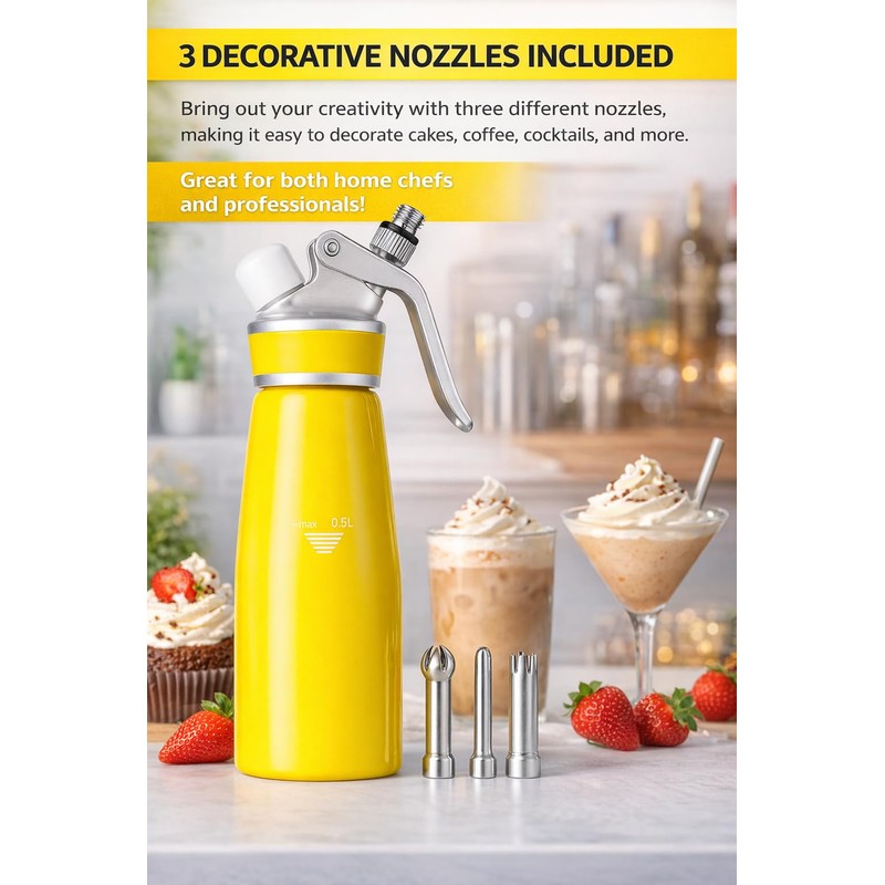 Whipped Cream Dispenser–Double Wall Insulated Aluminum Water Bottle with Stainless