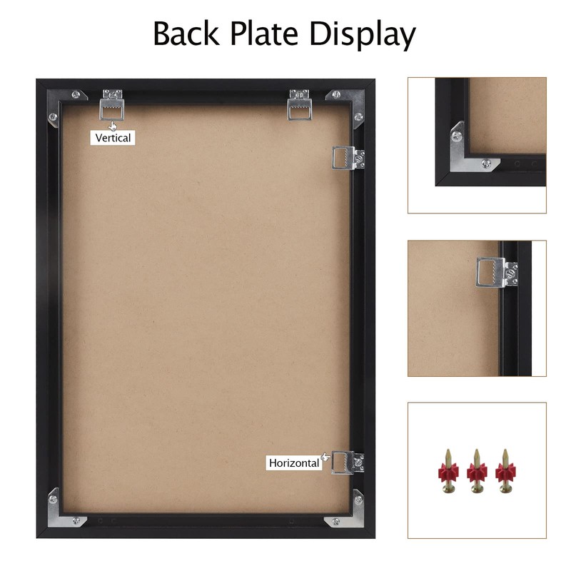 16x24 Inch Poster Frame, Plexiglass, Set of 2, Black Snap