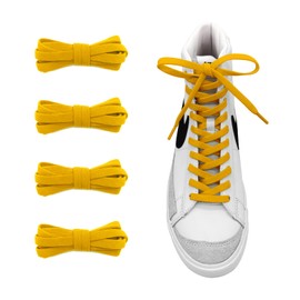UamGlsob 2 Pairs 5/16" Flat Elastic Shoe Lace, 27"-72" Length Stretch Shoelaces Strings Replacement for High Top Sneakers (Yellow, 54''/140cm)