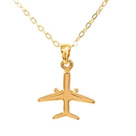 Tutti Joyería | Set de Joyería - Collar y Aretes de Avión- Collar de Avion - Aretes de Avion - Regalo para Viajeros - Chapa de Oro Calidad Premium (Collar)