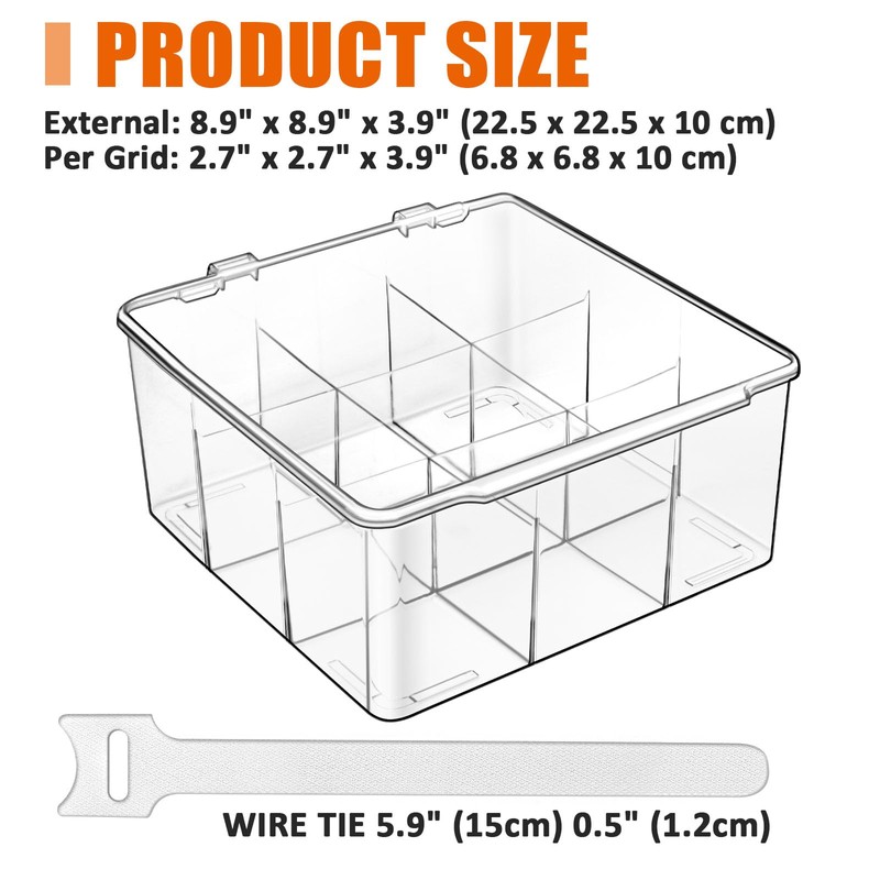 Charger and Cable Organizer Box with 10 Wire Ties, Adapter