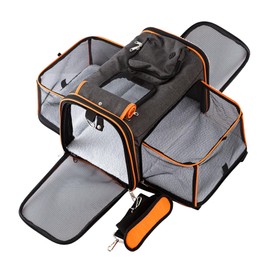 Petinstinct Expandable Pet Carrier, 18"x11"x11" TSA Airline Approved Cat and Dog Carrier, Soft Sided Cat Travel Carrier with Removable Wool Mat, Collapsible Travel Carrier for Cats and Small Dogs