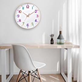 HZDHCLH Kid Wall Clocks Battery Operated,12 inch Silent Non Ticking Modern Wall Clock for Nursery Kids Room Living Room Bedroom Kitchen Office Classroom Decor