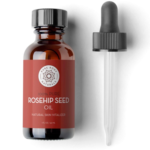 Rosehip Facial Oil, 1 fl oz - for Face, Nails, Hair and Skin - Cold Pressed and Unrefined Moisturizing Oil - by Pure Body Naturals