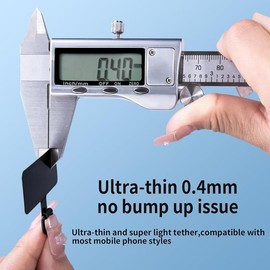 Metal Phone Tether Tab for , Cell Phone Lanyard Patch, Phone Strap Replacement Part for All Full Phone Cases - Color: Black+black