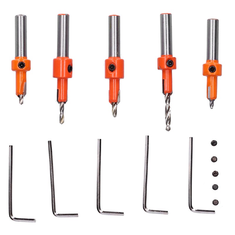 5Pcs Countersink Drill Bit Set High Hardness Strong Cutting Force