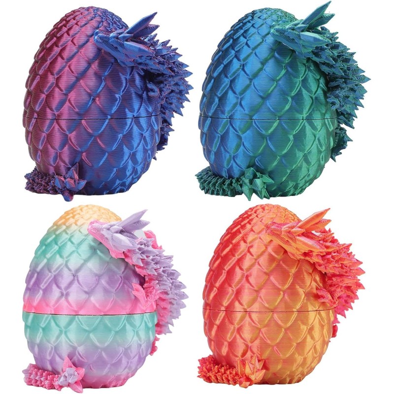 4 Pack 3D Printed Dragon Eggs with Dragon Inside Easter