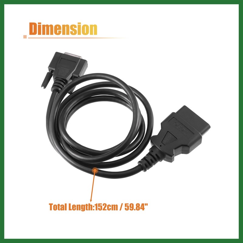 Motoforti OBDII OBD2 Main Cable Diagnostic Tool Adapter Cable for