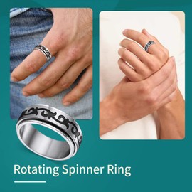 Supcare Celtic Knot Fidget Rings for Anxiety Stainless Steel Rotating Spinner Ring for Men Size T1/2