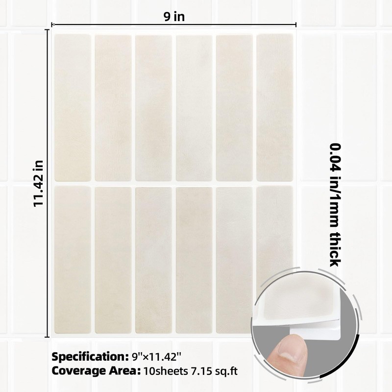 Umedol Peel and Stick Backsplash 10-Sheets of 11.42'' x 9''