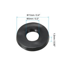 PATIKIL 20pcs M5 Rubber Flat Washers 5mm Inner Diameter 11mm Outer Diameter 1.5mm Thick Sealing Spacer Gasket Ring for Faucet Pipe Water Hose Fastener Bolts Black