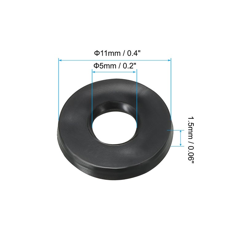 PATIKIL 20pcs M5 Rubber Flat Washers 5mm Inner Diameter 11mm