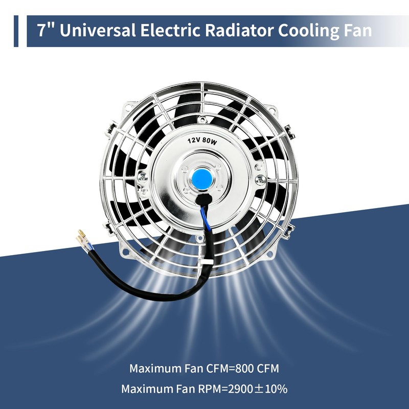 7 Inch Chrome Slim Push Pull Electric Radiator Cooling Fan