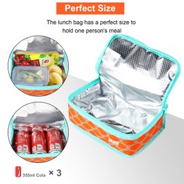 MIER Lunch Box Bag Food Storage Cooler Bags Insulated Travel Kit for Women an Men, Orange