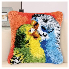 XUJINGJIE Latch Cushion for Children Adults Animal Pattern Decorative Cushion Cover Latch Rug to Tie Yourself DIY Cushion Latch Hook Kit 43 x 43 cm, A