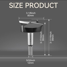 80mm | 3-1/8inch Carbide Forstner bit, 2.0mm Thickness of YG8 Carbide, Woodworking Hinge Cutter Tool Kits for Wood, Plywood and Plastic by CENYB