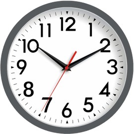 DAXSMY Wall Clock Small Analog 8 Inch Silent Non Ticking Battery Operated Modern Simple Decorative for Kitchen Office Bedroom Bathroom Living Room(Gray)