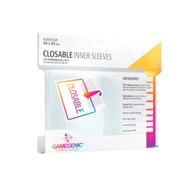 Closable Inner Sleeves | Pack of 100 Clear Standard Card Game Sleeves | Extra-High Clarity | Professional Protection for Up to 100 TCG Decks, Card Games and Board Games | Made by Gamegenic