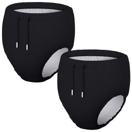 Glitopper 2 Pcs Youth Swim Diaper Special Needs Reusable Cloth Diaper Covers Waterproof Incontinence for Swimming,Unisex(Black,10-12t)