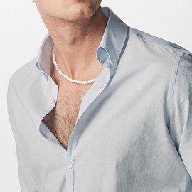 GAVU Pearl Strand Necklace Men's Cross Necklace, Pearl Necklace for Men, Sideways Cross Necklace for Men