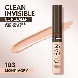 COVERGIRL- Corrector invisible Clean de Covergirl, frmula ligera, hidratante y vegana, tono marfil claro 103, 0,23 oz                                 