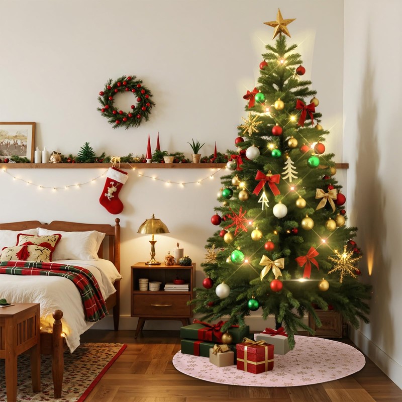 Lanpn Christmas Tree Skirt 30 inch, Velvet Xmas Tree Skirt